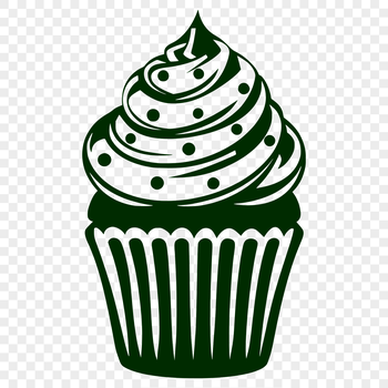 A colorful cupcake with frosting and decorations, suitable for vector designs and digital cutting.