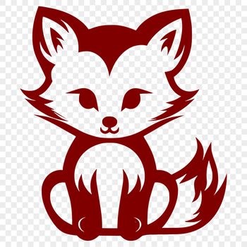 A simple line drawing of a fox sitting in a full-body pose.