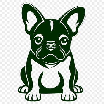 Illustrative vector art of a full-body French Bulldog sitting pose.