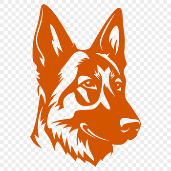 A detailed illustration of a German Shepherd dog's head.