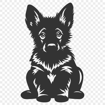 A full-body illustration of a German shepherd sitting on its haunches, suitable for vector art projects.