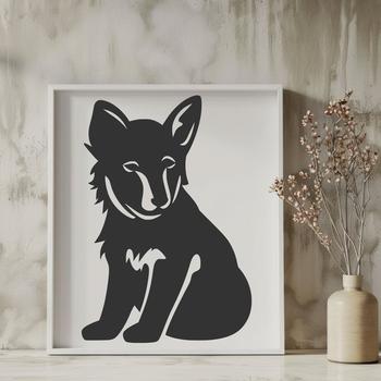 A full-body illustration of a German Shepherd sitting in a relaxed pose.