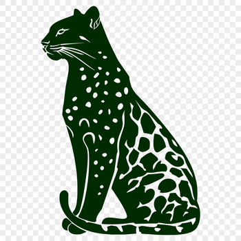 A sitting ocelot, a medium-sized wild cat with distinctive markings.
