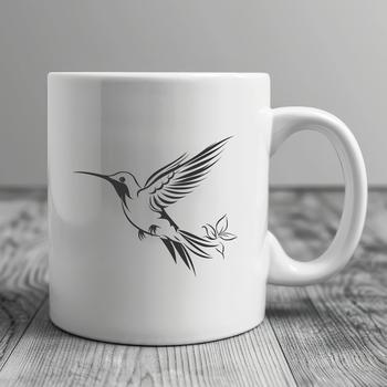 A detailed vector drawing of a hummingbird shown in full body, with intricate design suitable for various applications.