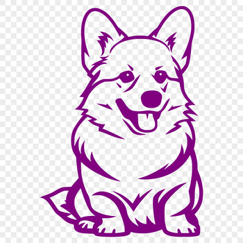 An SVG vector design of a corgi in a sitting position.