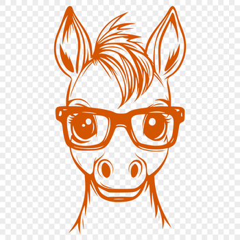 A stylized horse illustration with glasses, designed as a vector graphic.