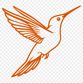 A detailed illustration of a hummingbird in mid-flight, showcasing its feathers and beak.