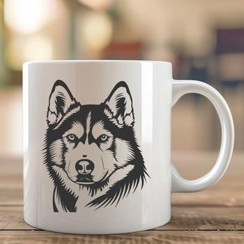 A digital illustration of a Husky's head, created as vector art.