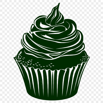 A simple illustration of a single cupcake with frosting and sprinkles, suitable for digital crafting and design.