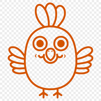 A simple line drawing of a farm animal, specifically a turkey in full body pose.