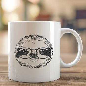 A sloth's head with glasses, rendered as a vector image in SVG format.