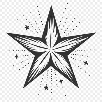 A simple geometric star shape made from connected lines and points, suitable for various digital design applications.
