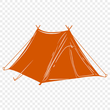 A simple vector illustration of a traditional camp tent in the outdoors.