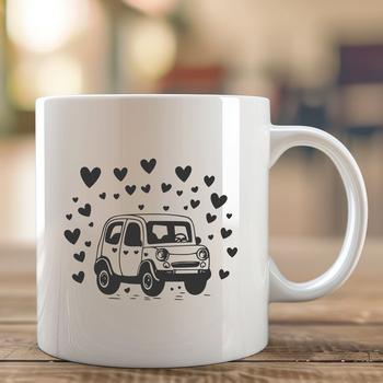 A cartoon-style vehicle with heart symbols, ideal for vector designs.