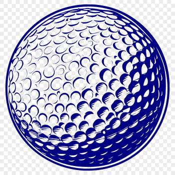 A simple line illustration of a golf ball resting on a grassy surface.