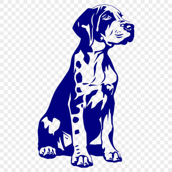 A close-up illustration of a sitting Great Dane dog from full body perspective.