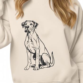A large breed dog sitting on its hind legs, depicted in vector format.