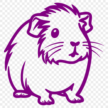A simple line drawing of a guinea pig in full body pose, suitable for clip art or Cricut projects.