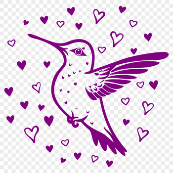 A vibrant hummingbird in mid-flight, its body fully rendered in a stylized vector format.