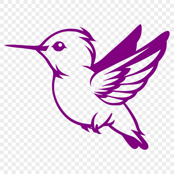 A colorful illustration of a hummingbird in flight, showcasing its full body form.