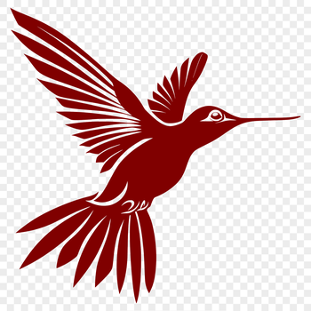A colorful illustration of a hummingbird in mid-flight, showcasing its full body and wings.