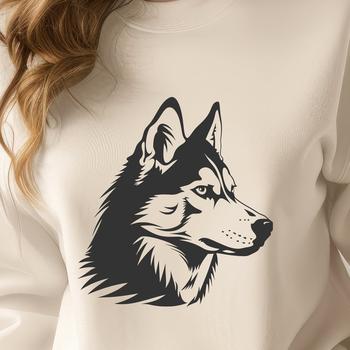 A digital illustration of a husky dog's head, suitable for vector design projects.
