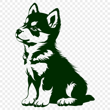 A detailed vector drawing of a Husky animal in a seated position.