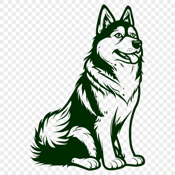 An SVG vector art design featuring a Husky in a sitting position.