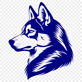 A Siberian Husky's head profiled in vector art form.