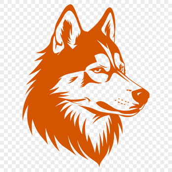 A close-up illustration of a Husky's head, a popular dog breed known for its striking features.