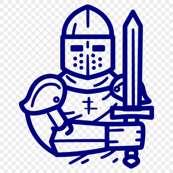 A medieval knight illustrated in simple line drawing style with bold lines and shapes.