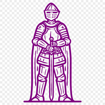 A medieval-style knight with full body armor standing proudly.