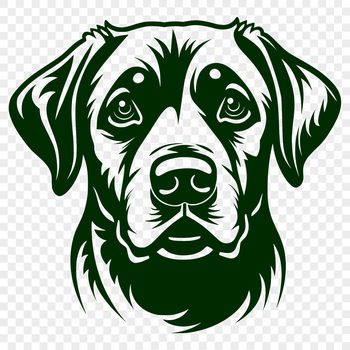 A portrait illustration of a happy Labrador Retriever dog with its head held high.