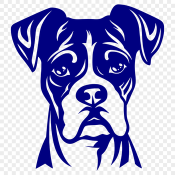 A detailed digital illustration of a boxer dog's head, suitable for various design applications.