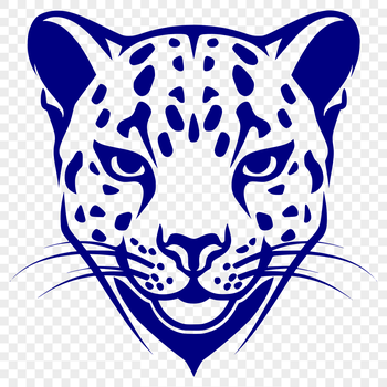A detailed illustration of a big cat's head with distinctive markings.