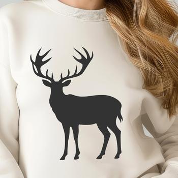 SVG illustration of a deer in a simple silhouette, suitable for vector design and cuttable art.
