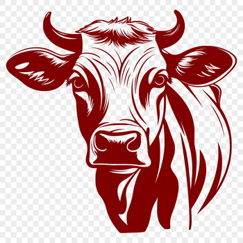 A simple line drawing of a cow in vector format for design purposes.