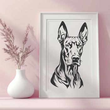 A detailed, high-quality SVG design of a Doberman Pinscher breed dog, suitable for digital use.