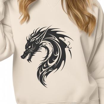 An SVG graphic featuring a stylized dragon design suitable for various digital and cutting machine applications.