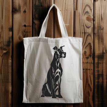 A digital drawing of a Great Dane in a seated position, created as a vector graphic.