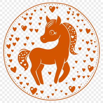 A horse design made up of love hearts for creative projects.