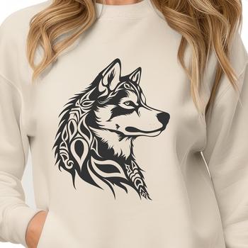 A detailed illustration of a husky dog's head, suitable for vector art and commercial or personal use.