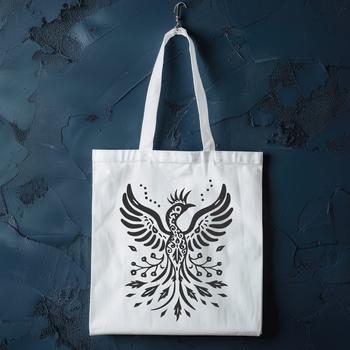 A detailed illustration of a mythical phoenix in full body, featuring ornate design elements.