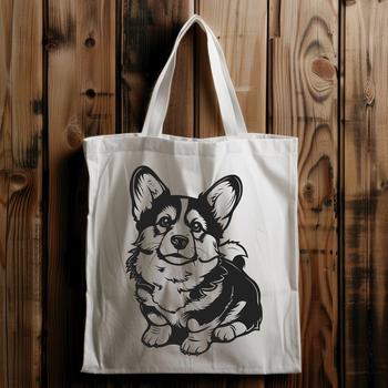 An SVG image featuring a cute corgi puppy in a standing position from head to paw.