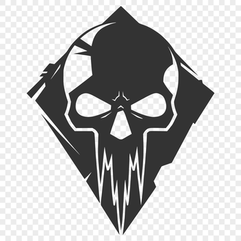 A stylized illustration of a human skull used as a design template in various digital formats.