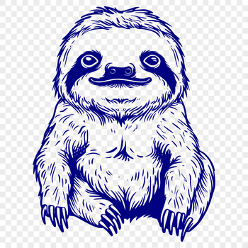 A digital illustration of a sloth in full body pose, suitable for vector graphics and design projects.
