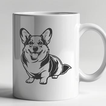 A vector art image featuring a corgi animal from the side or profile, suitable as clip art for various uses.