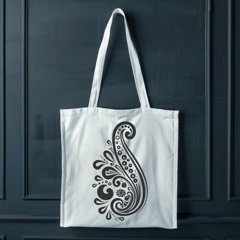 A stylized pattern featuring a classic paisley shape with intricate details.