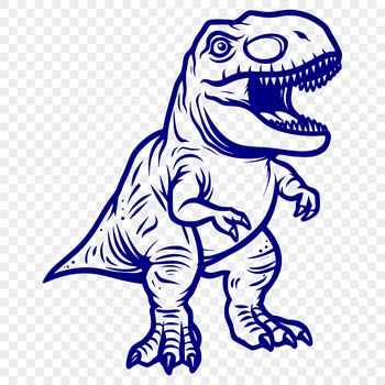 A prehistoric T-Rex dinosaur depicted in full body form, suitable for vector design and cutting machine stencils.