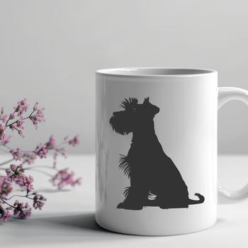 A digital illustration of a sitting miniature dog with a distinctive beard and eyebrows.